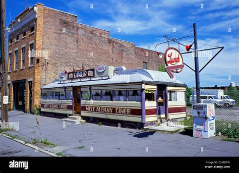 Miss Albany diner in Albany, New York. A 1941 Silk City diner manufactured in Paterson, New ...