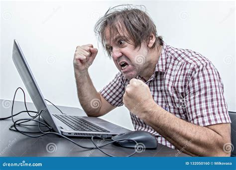 The Angry User is Screaming To the Laptop. Stock Photo - Image of boot, error: 132050160