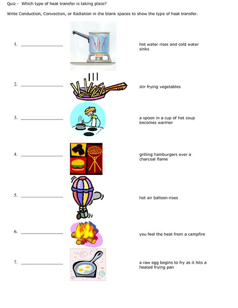 Worksheets Methods Of Heat Transfer Conduction Convection An