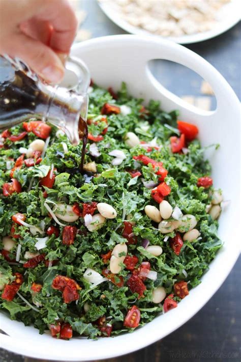 Tuscan Kale Salad with Honey-Balsamic Vinaigrette - Two Healthy Kitchens