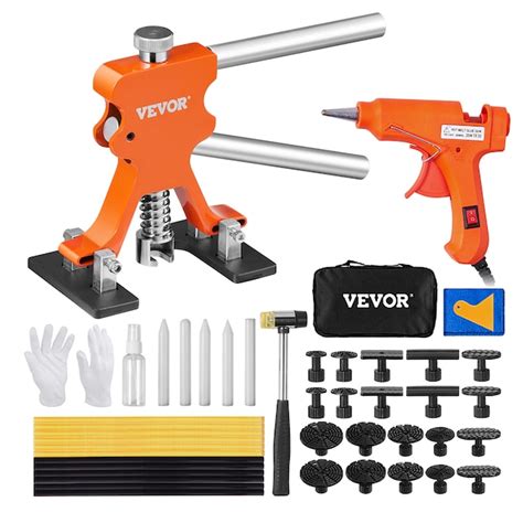 VEVOR 46 Pcs Dent Removal Kit, Paintless Dent Repair Kit with Golden Dent Lifter, Hot Glue Gun ...