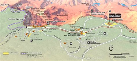 Detailed tourist map of Grand Canyon South Rim - Ontheworldmap.com