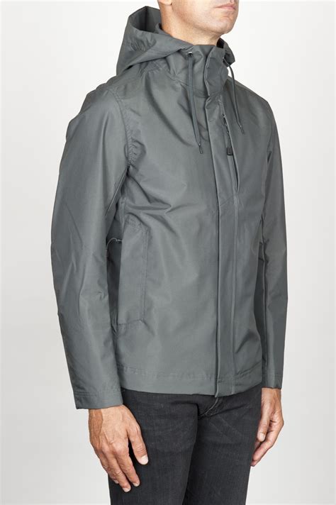 SBU 00905 Technical waterproof hooded windbreaker jacket grey 02