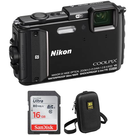 Nikon COOLPIX AW130 Waterproof Digital Camera Basic Kit (Black)