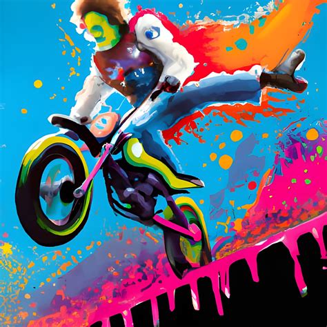 zombie Evel Knievel riding a dirt bike jumping ramps - AI Generated Artwork - NightCafe Creator