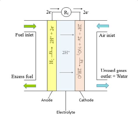 Schematic illustration of a hydrogen fuel cell. | Download Scientific ...