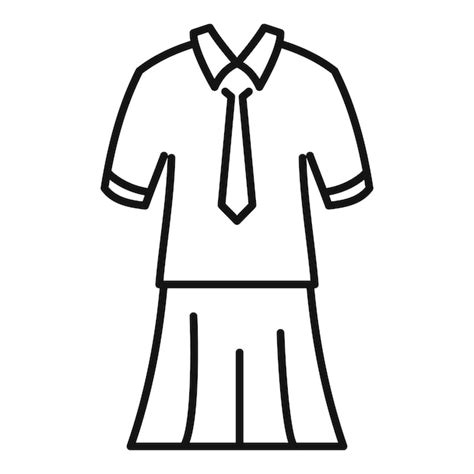 Premium Vector | Child dress icon outline vector school uniform suit skirt