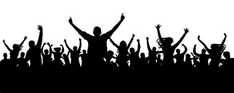 Crowd Cheer People Silhouette Applauding Audience Stock Illustration ...