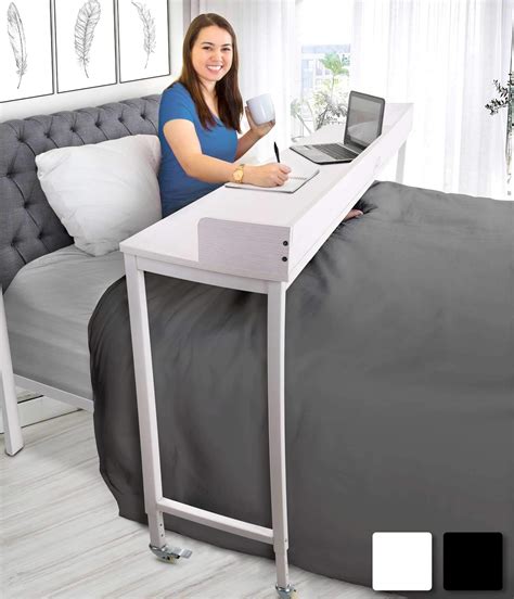 Buy Joy Overbed Table with Wheels for Full/Queen Beds | Height Adjustable Rolling Bed Desk ...