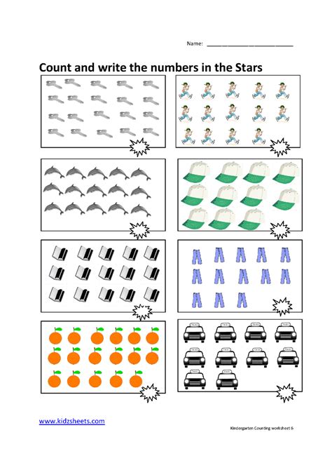 Counting Worksheets For Kindergarten 1 20 - Printable Word Searches