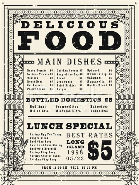 Vintage Restaurant Menu Poster Design Stock Photo | Royalty-Free | FreeImages