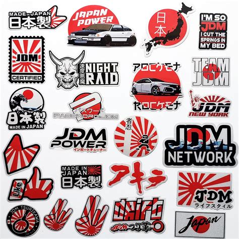 HiroKun 46Pcs Funny JDM Car Stickers Japan Flag Rising Sun Rear Window Stickers Motorcycle ...