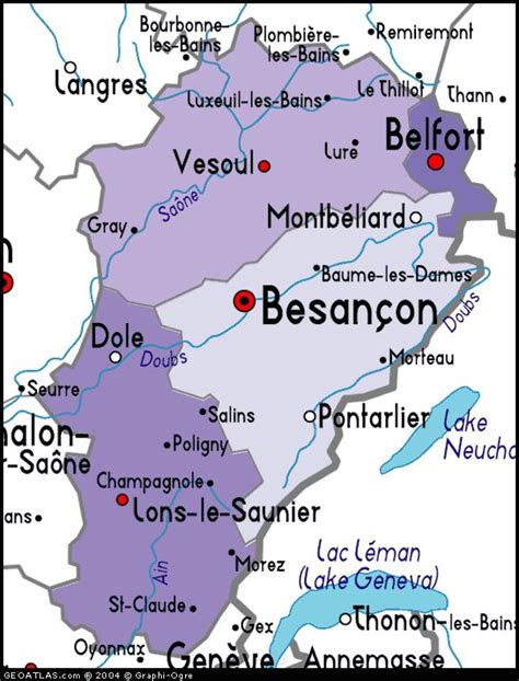 Map of Franche-Comte, France, France Atlas | France map, Map, France