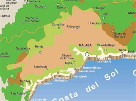 Towns map of Malaga, Spain