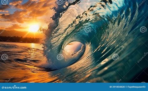 Ocean Waves Rolling at Sunset. Stock Illustration - Illustration of calm, water: 291854828