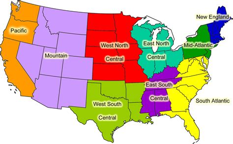 United States 8 Regions Map