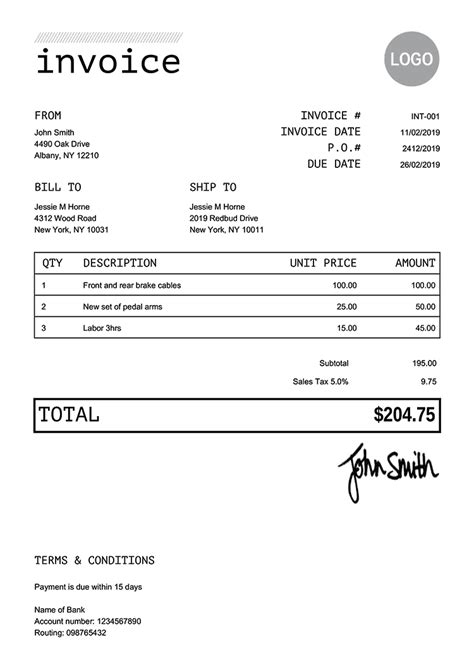 Invoice Template - Mono Black