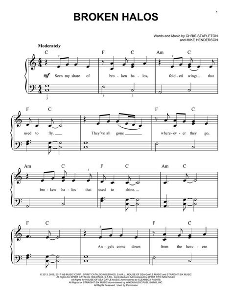 Chris Stapleton Broken Halos Sheet Music Notes, Chords | Sheet music ...