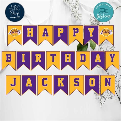 Printable Los Angeles Lakers Birthday Banner Instant Download ...