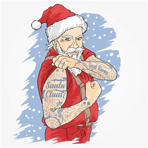 Premium Vector | Santa tattoo