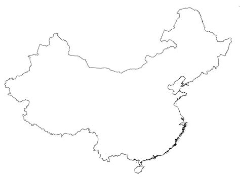 China Map Colored Outline