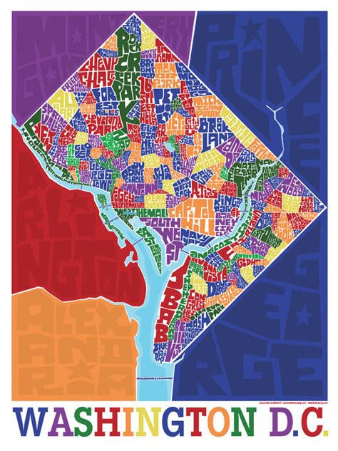 Washington DC Neighborhood Type Map – LOST DOG Art & Frame