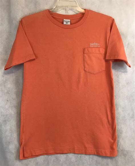 Columbia SportsWear Company Orange Pocket Tee Shirt Embroidered Fish Size S | eBay | Cool tee ...
