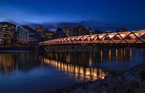 Peace Bridge Glowing at Night Editorial Stock Photo - Image of ...