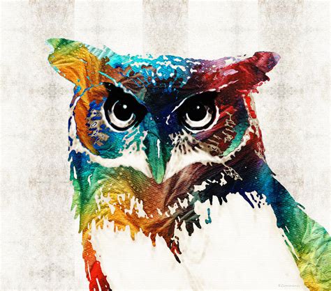 Colorful Owl Art - Wise Guy - By Sharon Cummings Painting by Sharon ...