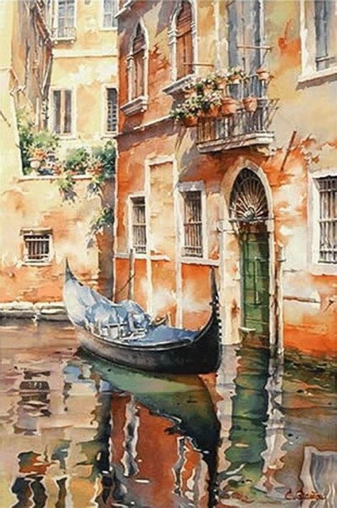 "Christian Graniou" | Watercolor architecture, Beautiful paintings, Watercolor art