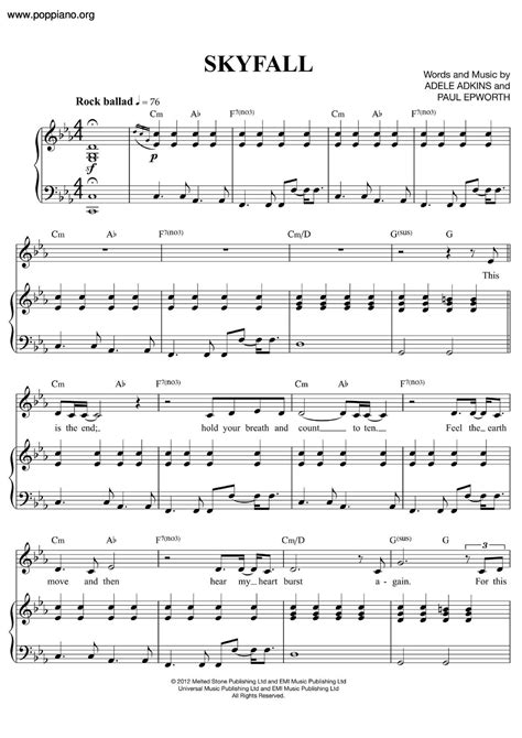 Adele-Skyfall Sheet Music pdf, - Free Score Download ★