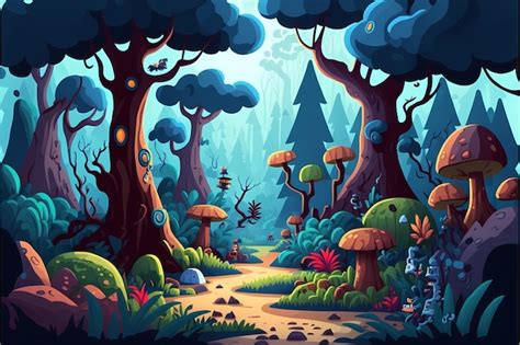 Premium Photo | Background forest illustration, Cartoon Style landscape,endless nature ...