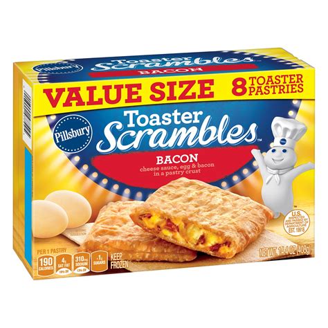 Pillsbury Toaster Scrambles Bacon Frozen Breakfast 8 Ct, 14.4 oz - Walmart.com