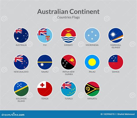 Australian Continent Countries Flag Icons Collection Vector ...