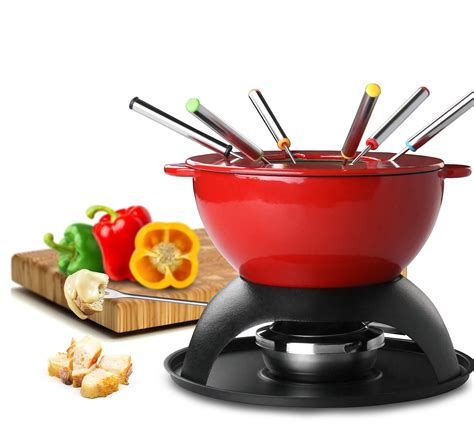 Buy Artestia Cast Iron Fondue Pot Set, Cast Iron Chocolate Fondue Pot ...