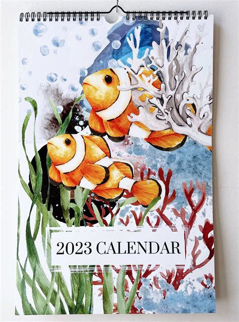 2023 Large Modern Marine Wall Calendar Hanging Art Print Fish - Etsy