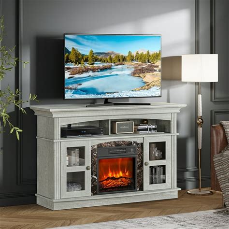 Fireplace TV Stand, Grey Entertainment Center Console Table for TV up ...