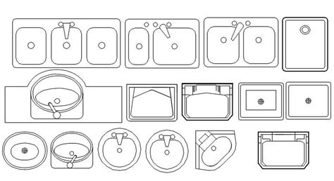 Kitchen and bathroom sink 2d cad blocks in AutoCAD, dwg file. - Cadbull