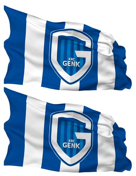 Koninklijke Racing Club Genk, KRC Genk Flag Waves Isolated in Plain and ...