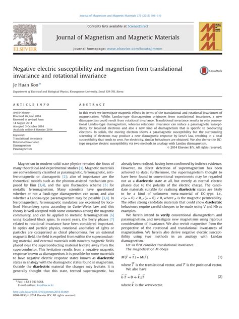 (PDF) Negative electric susceptibility and magnetism from translational invariance and ...