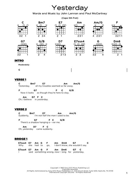 The Beatles Yesterday Sheet Music Notes, Chords | Sheet music notes ...