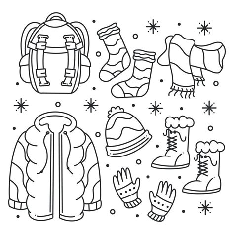 Drawn winter clothes for coloring 13093888 Vector Art at Vecteezy