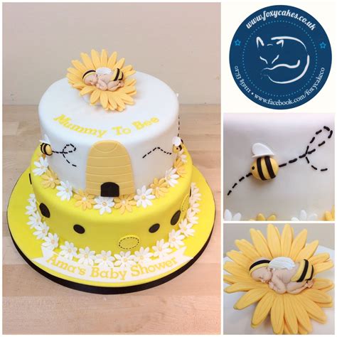 Bee themed Baby Shower cake, made by The Foxy Cake Co! | Baby shower ...