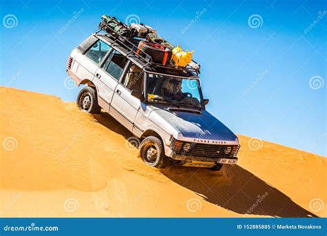 Vintage Off Road Car Driving of the Sand Dune in Merzouga, Erg Chebbi ...