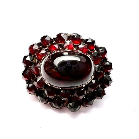 Victorian Garnet Carbuncle Cluster Brooch