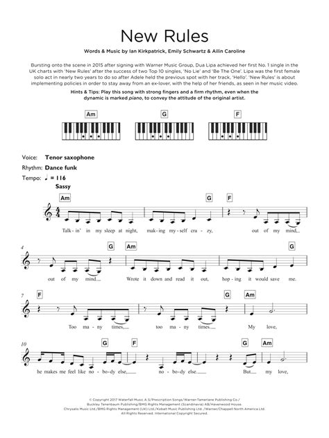 Dua Lipa - New Rules sheet music