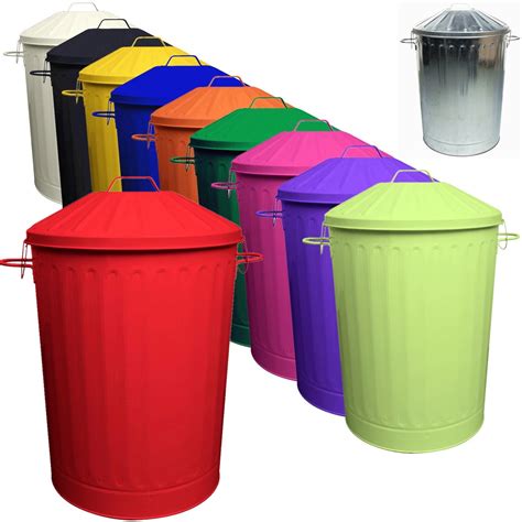 90L Colour Metal Dustbin House Garden Storage Bin with Special Locking Lid -UK | eBay