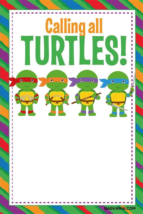 Free Printable Ninja Turtle Birthday Party Invitations | FREE Printable Birthday Invitation ...