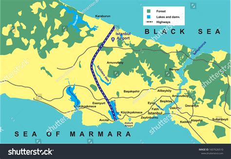 Detailed Vector Map Canal Istanbul Project Stock Vector (Royalty Free) 1607626510 | Shutterstock