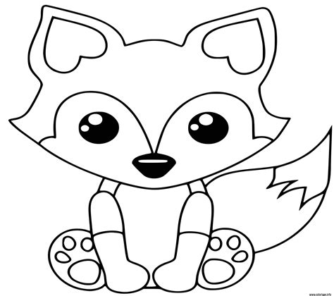 Coloriage renard roux facile mignon avec une longue queue touffue ...